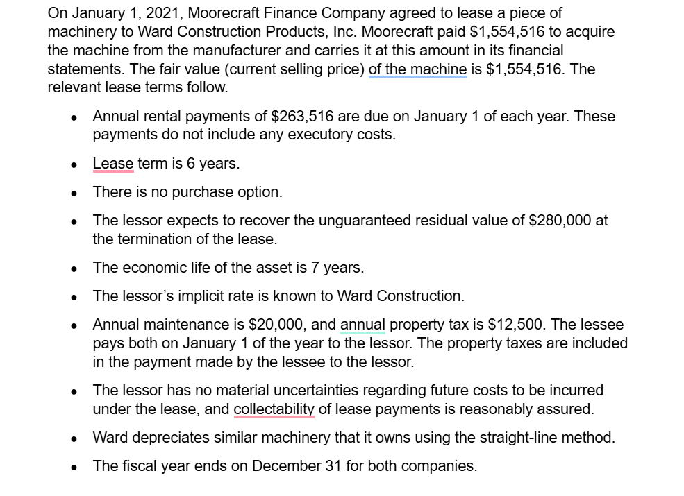 On January 1 , 2 0 2 1 , Moorecraft Finance
