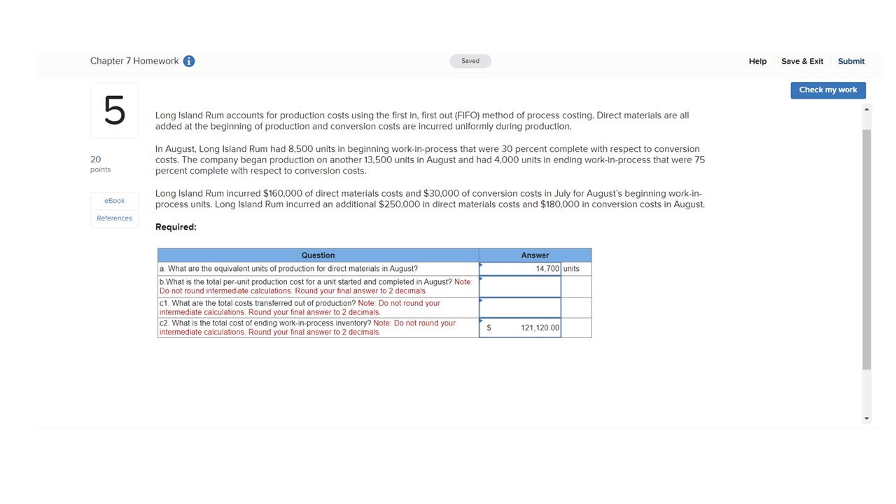 Chapter 7 Homework Help Save \ & Exit Submit Long