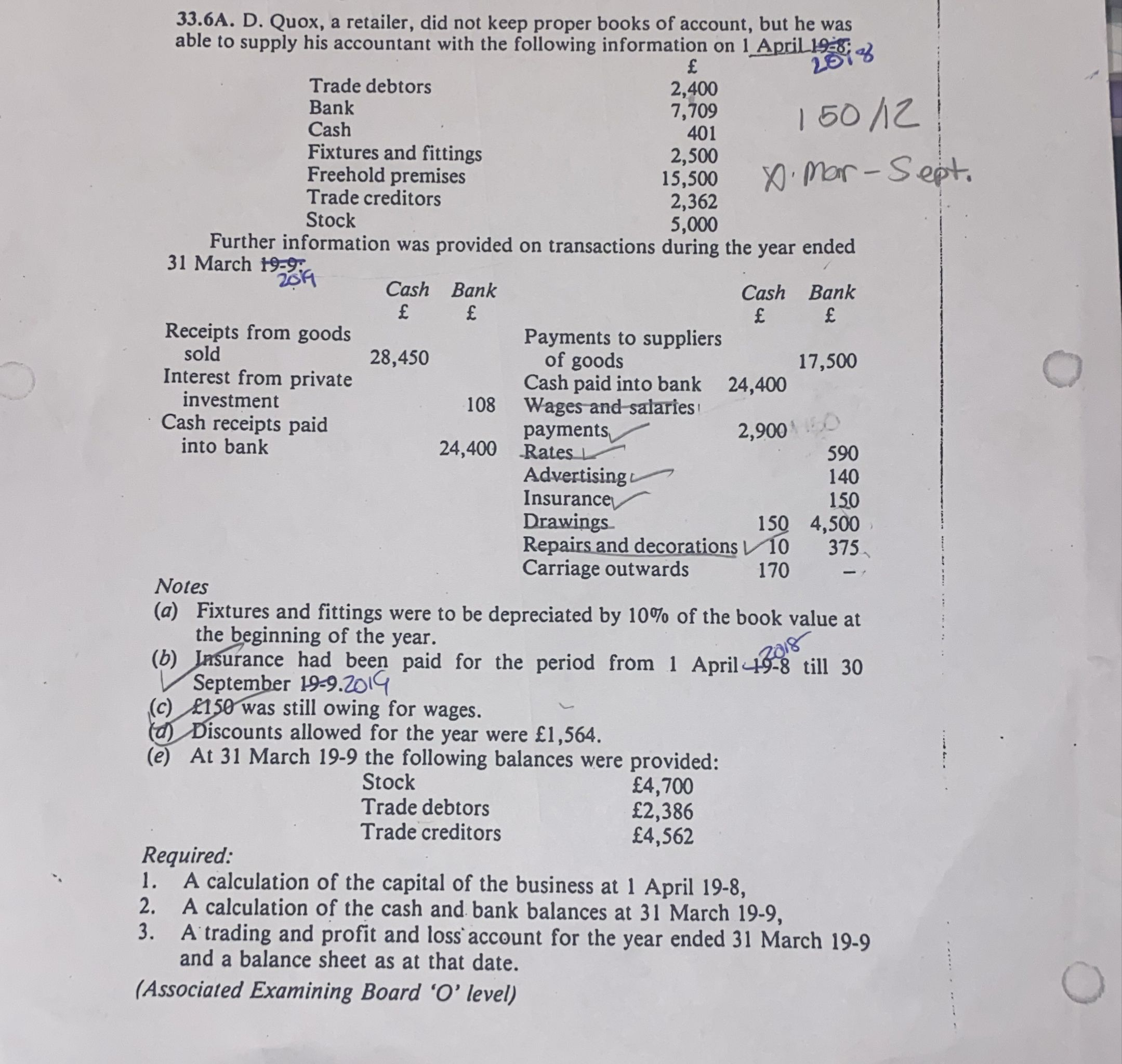 3 3 . 6 A . D . Quox, a retailer, did not keep