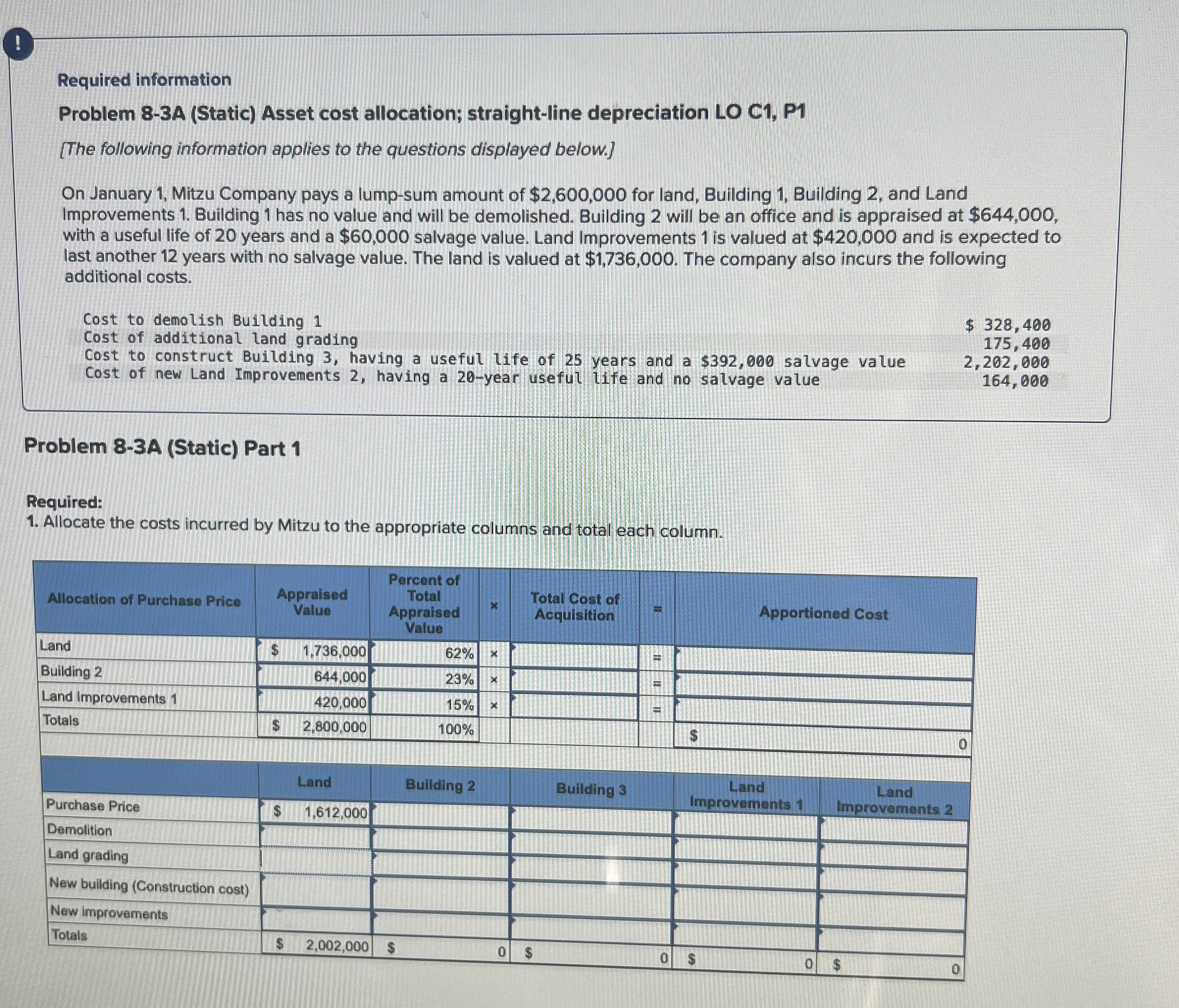( ! ) Required information Problem 8 - 3 A (