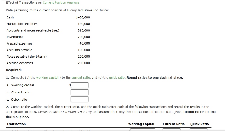Effect of Transactions on Current Position