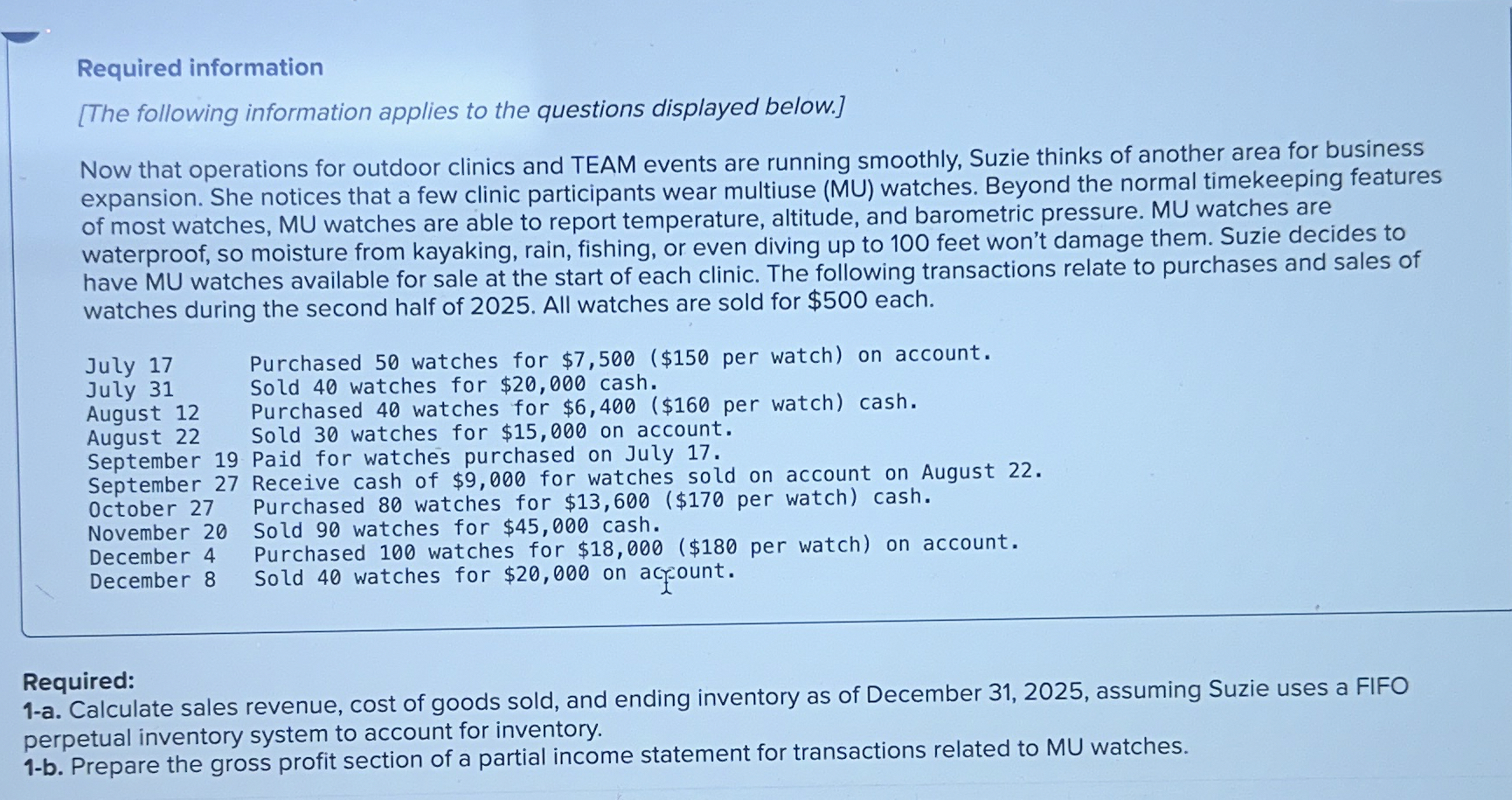 Required information [ The following information