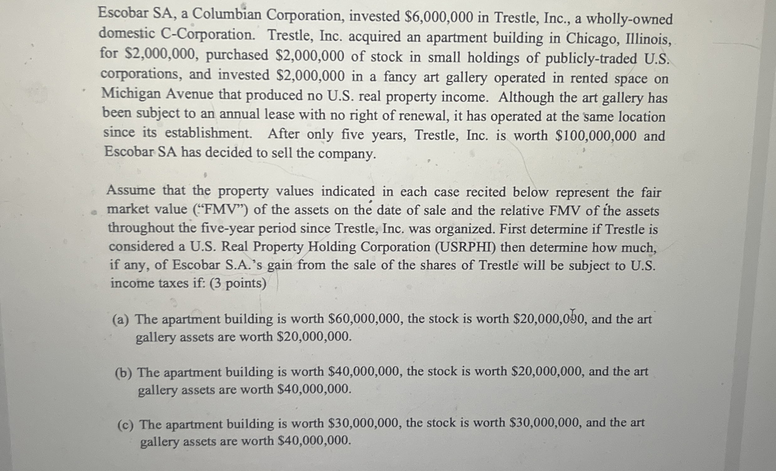 Escobar SA , a Columbian Corporation, invested $