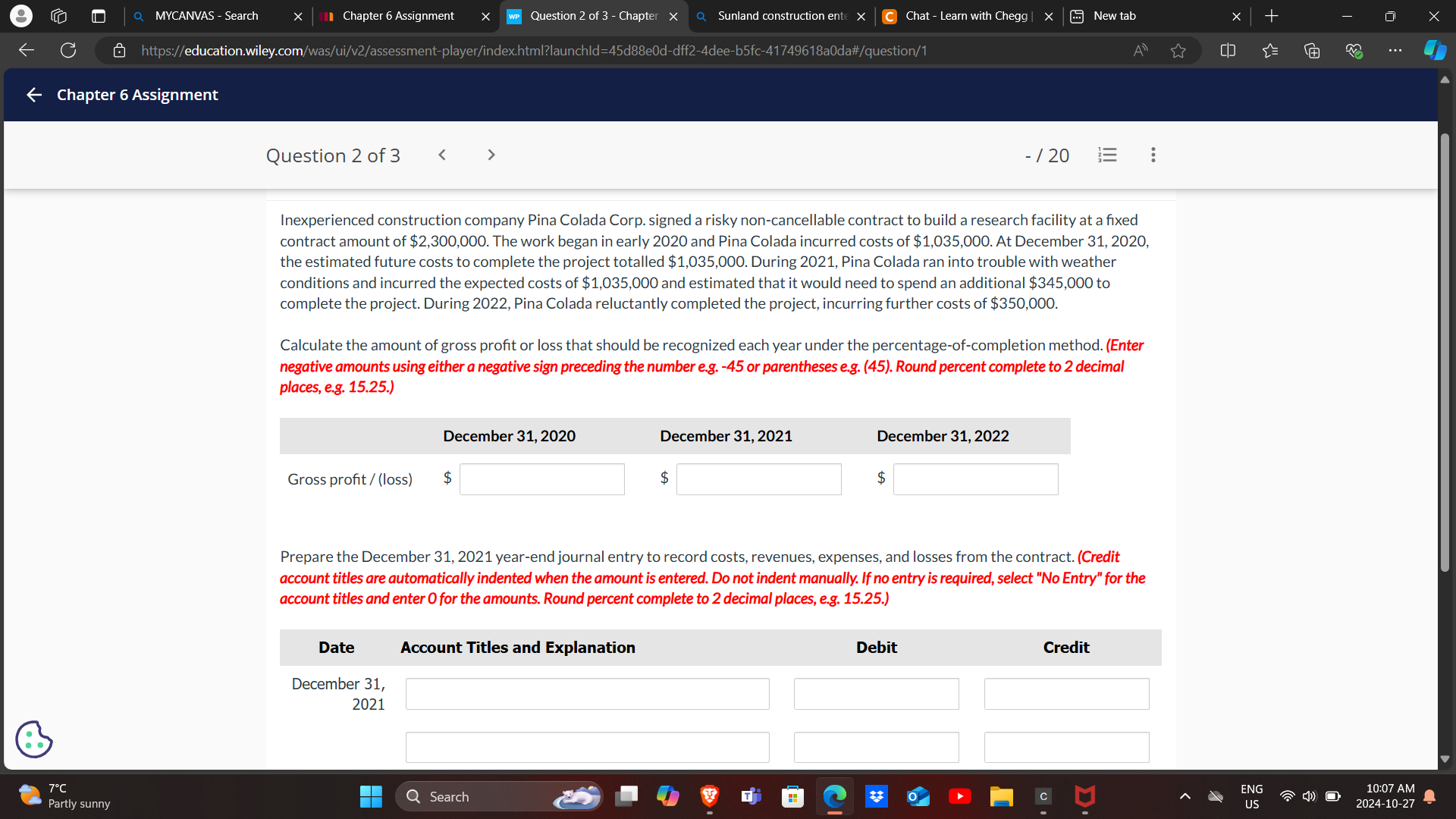 Inexperienced construction company Pina Colada