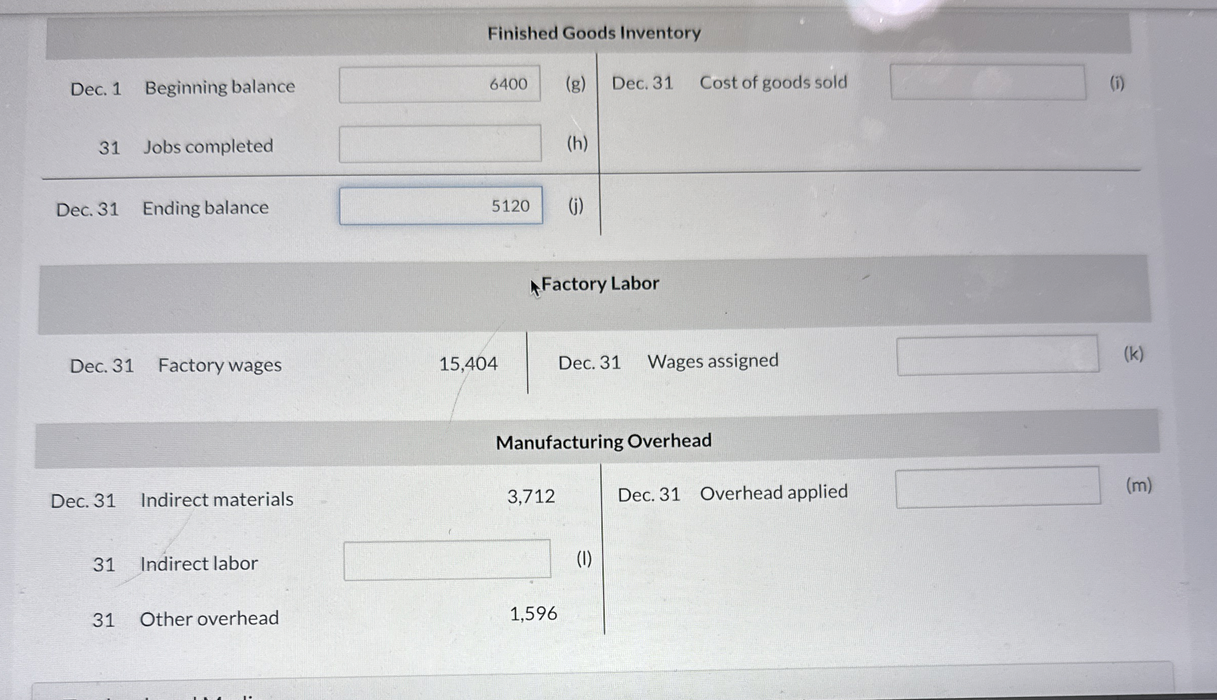 On December 1 , two jobs were in process: Job No