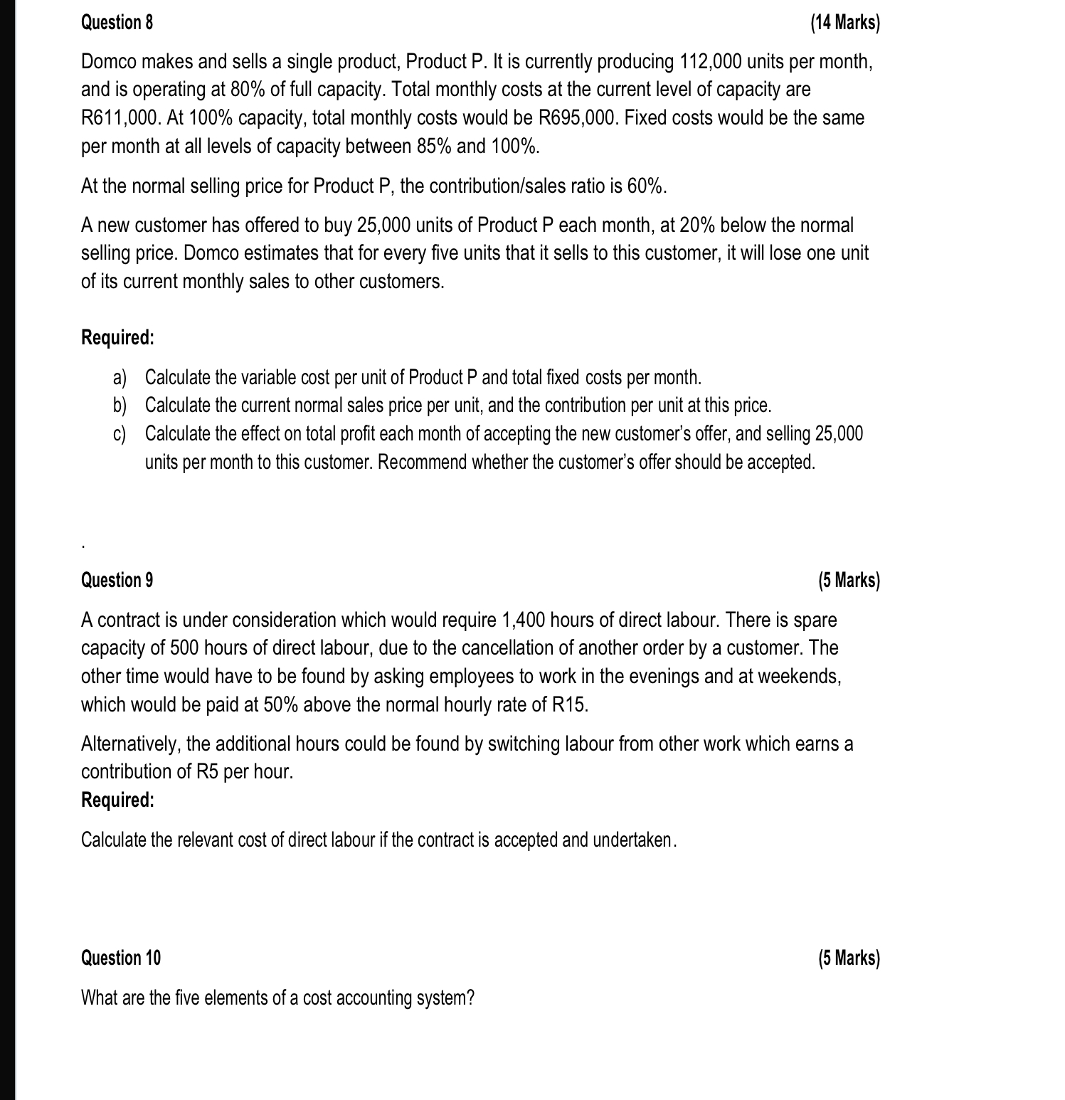 Question 8 ( 1 4 Marks ) Domco makes and sells a