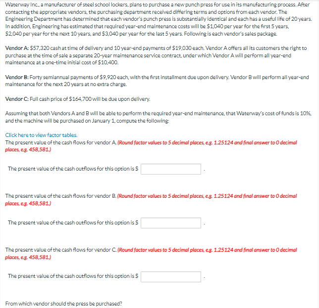 Waterway Inc., a manufacturer of steel school