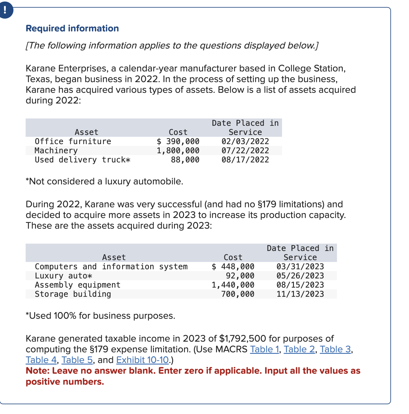 Required information [ The following information