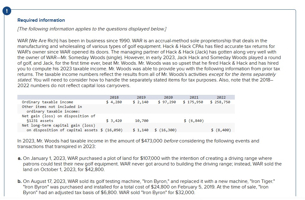 Required information [ The following information