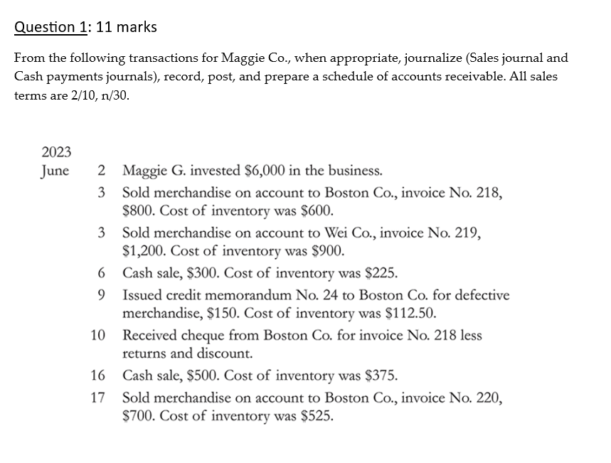 Question 1 : 1 1 marks From the following