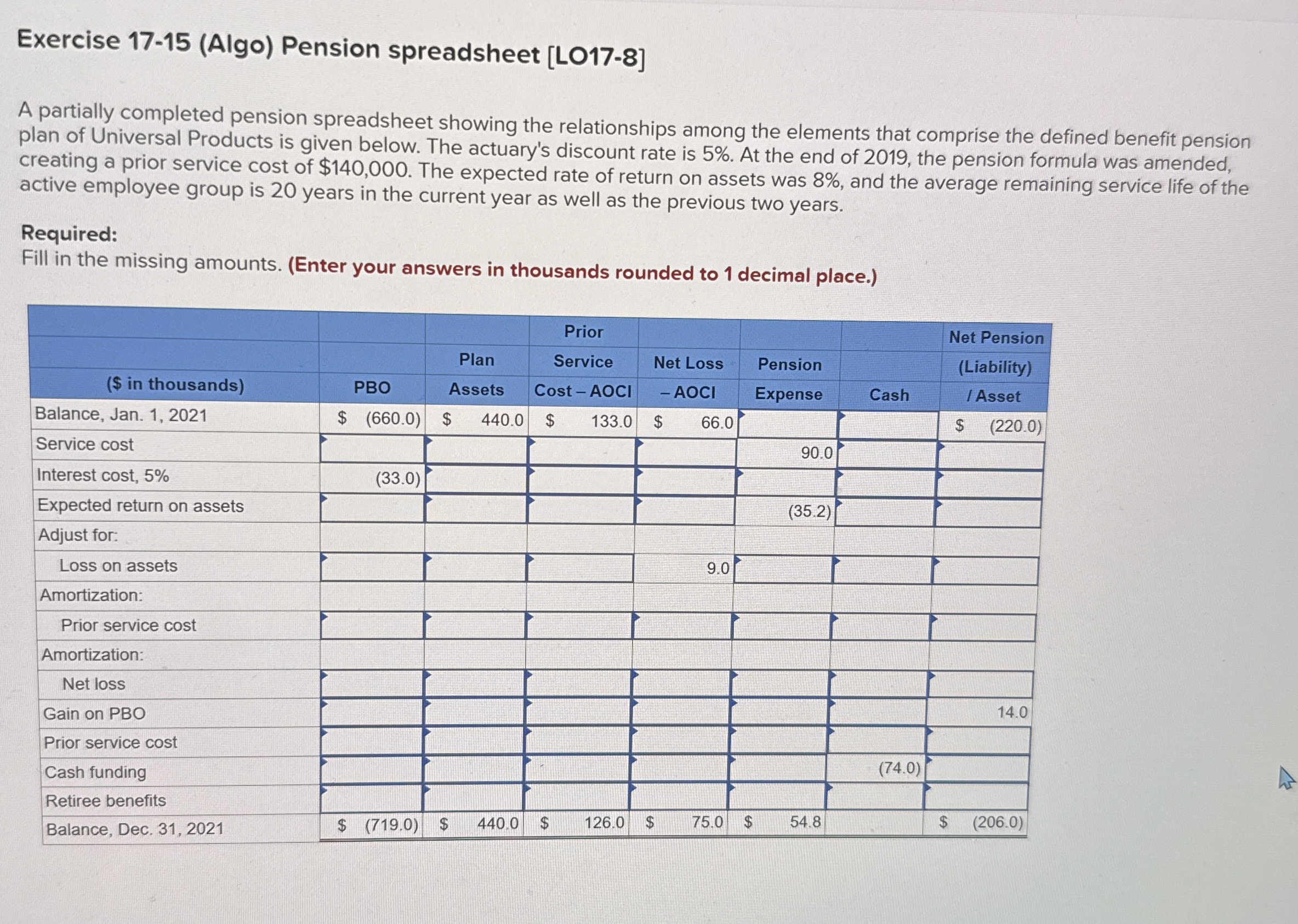 Exercise 1 7 - 1 5 ( Algo ) Pension spreadsheet [