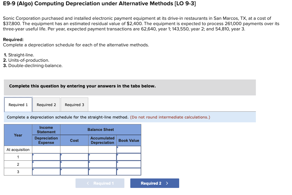 E 9 - 9 ( Algo ) Computing Depreciation under