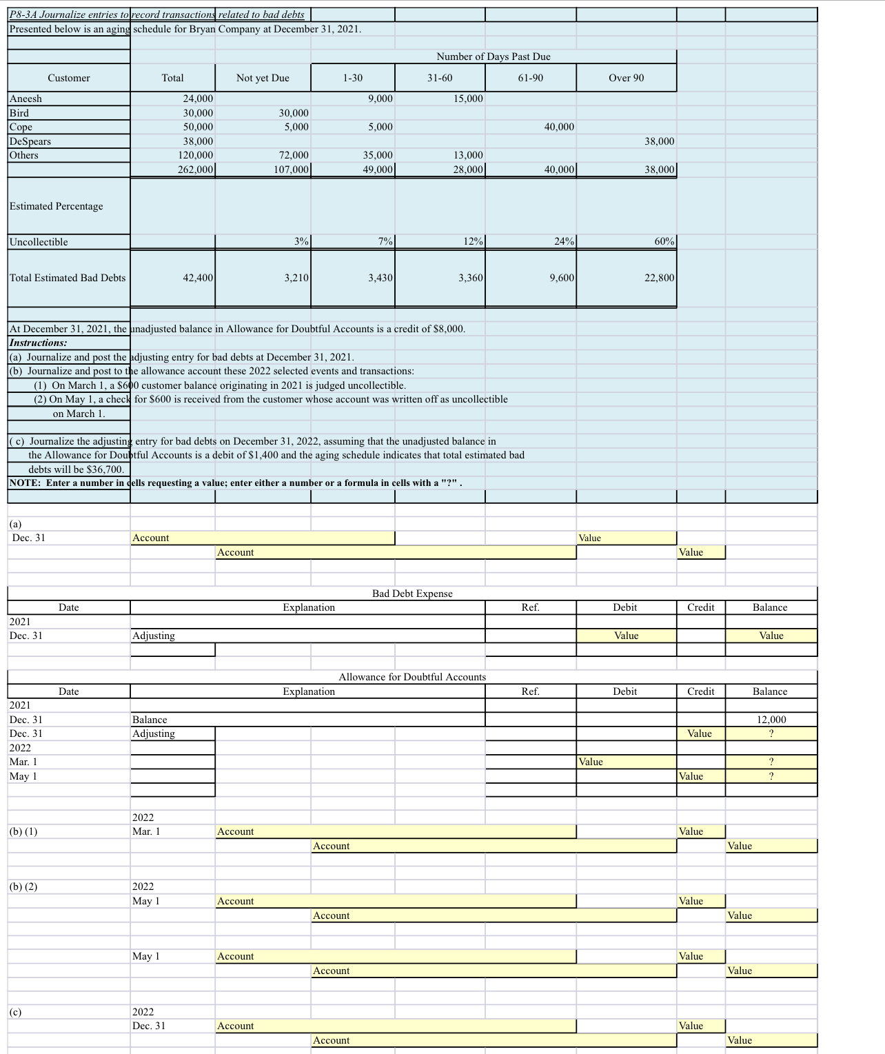 P 8 - 3 A Journalize entries to record