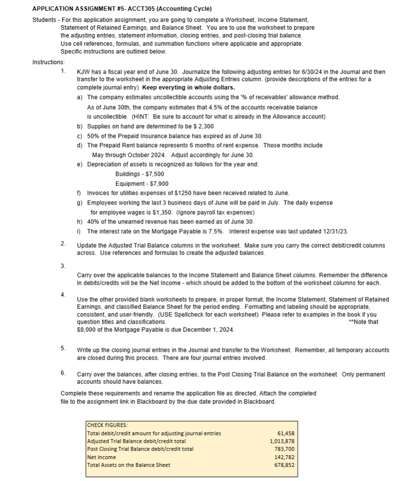 APPLICATION ASSIGNMENT \ # 5 - ACCT 3 0 5 (
