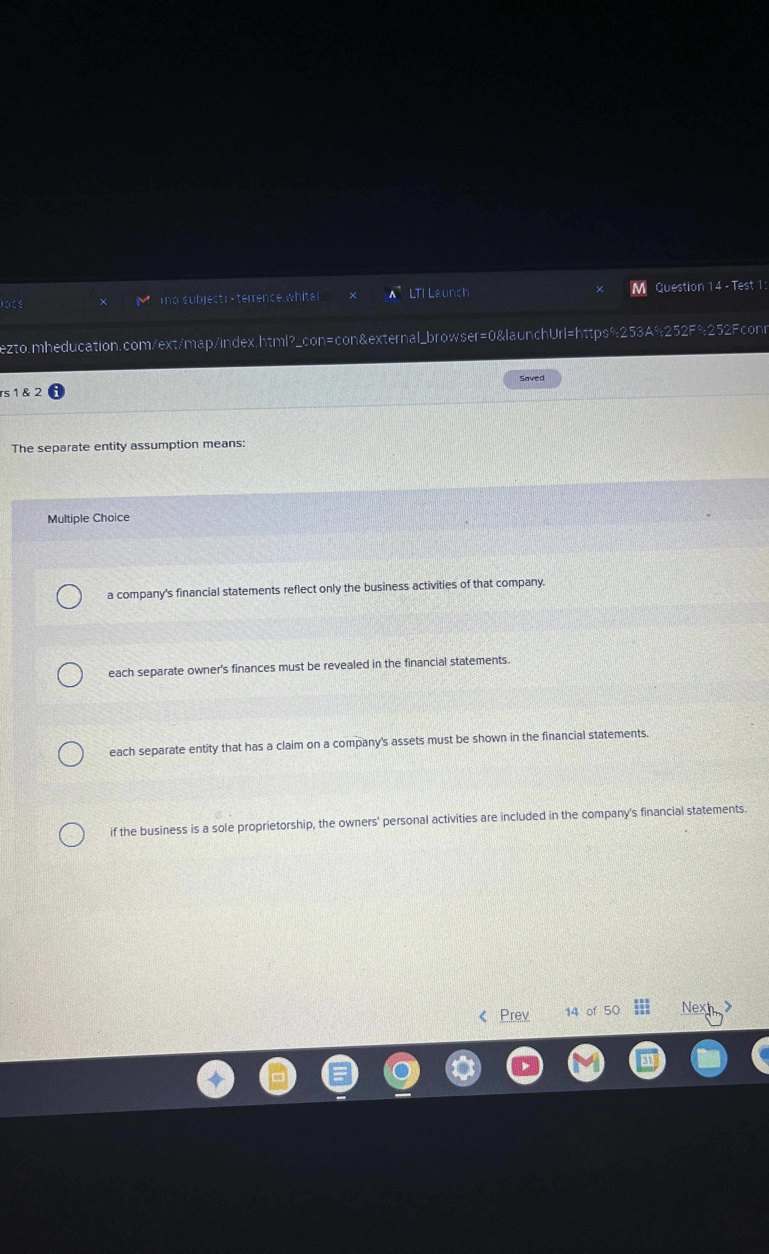 the seperate entity assumption means