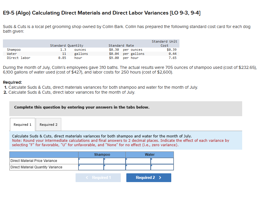 E 9 - 5 ( Algo ) Calculating Direct Materials and