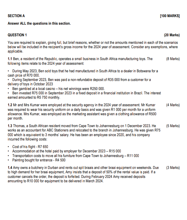 SECTIONAAnswer ALL the questions in this