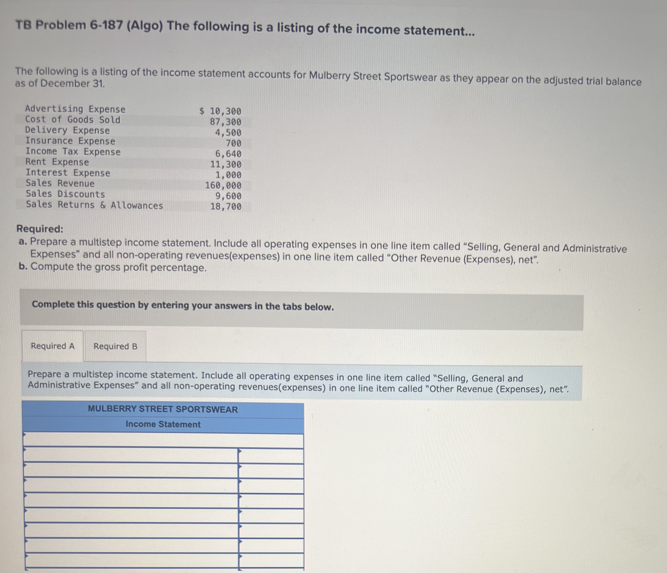 TB Problem 6 - 1 8 7 ( Algo ) The following is a