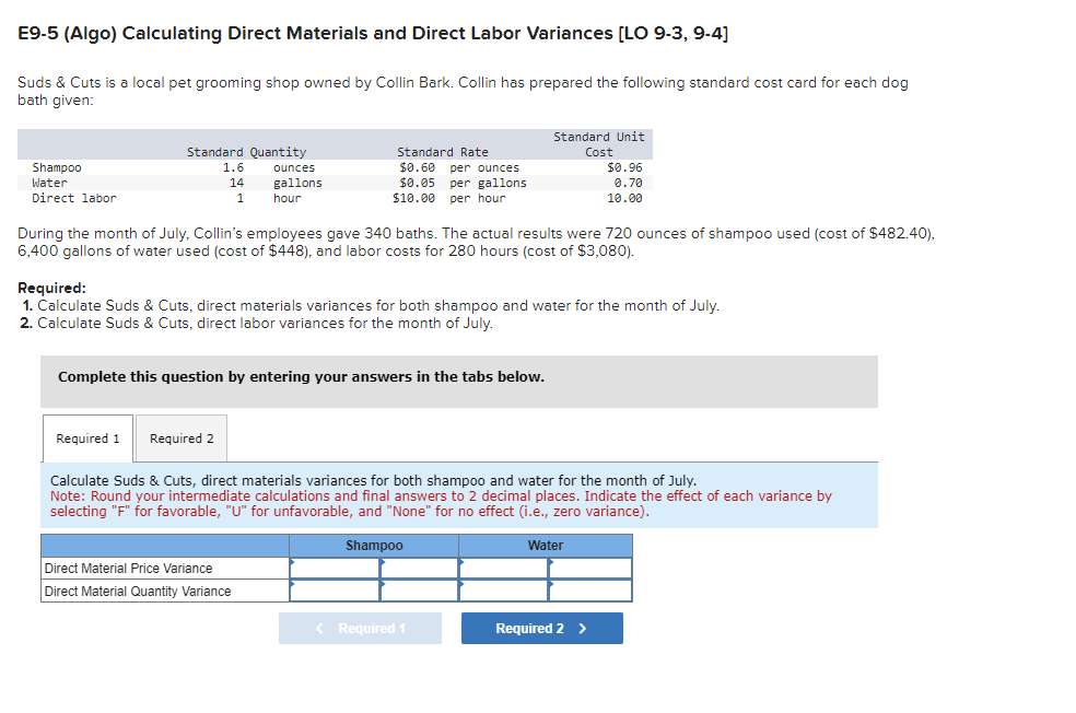 E 9 - 5 ( Algo ) Calculating Direct Materials and