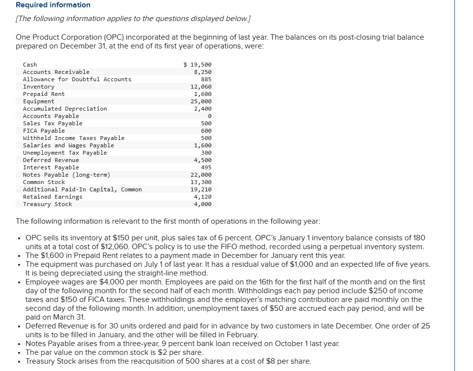 Required information [ The following information