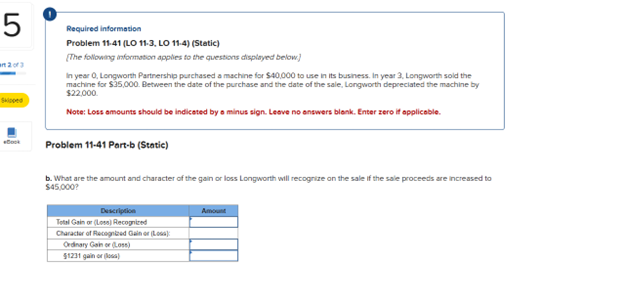1 Required information Problem 1 1 . 4 1 ( LO 1 1