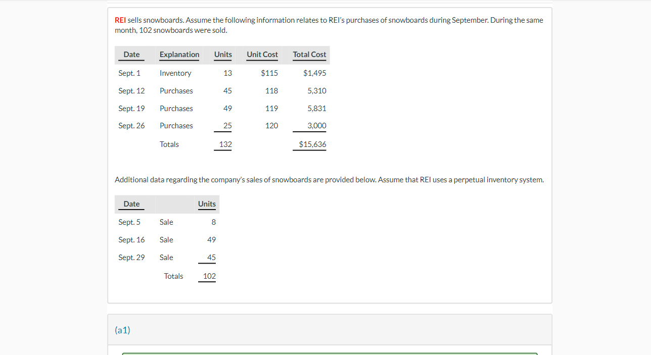( a 2 ) Compute ending inventory at September 3 0