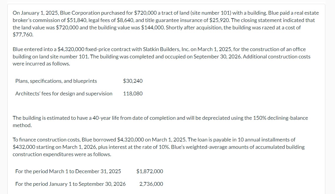 On January 1 , 2 0 2 5 , Blue Corporation
