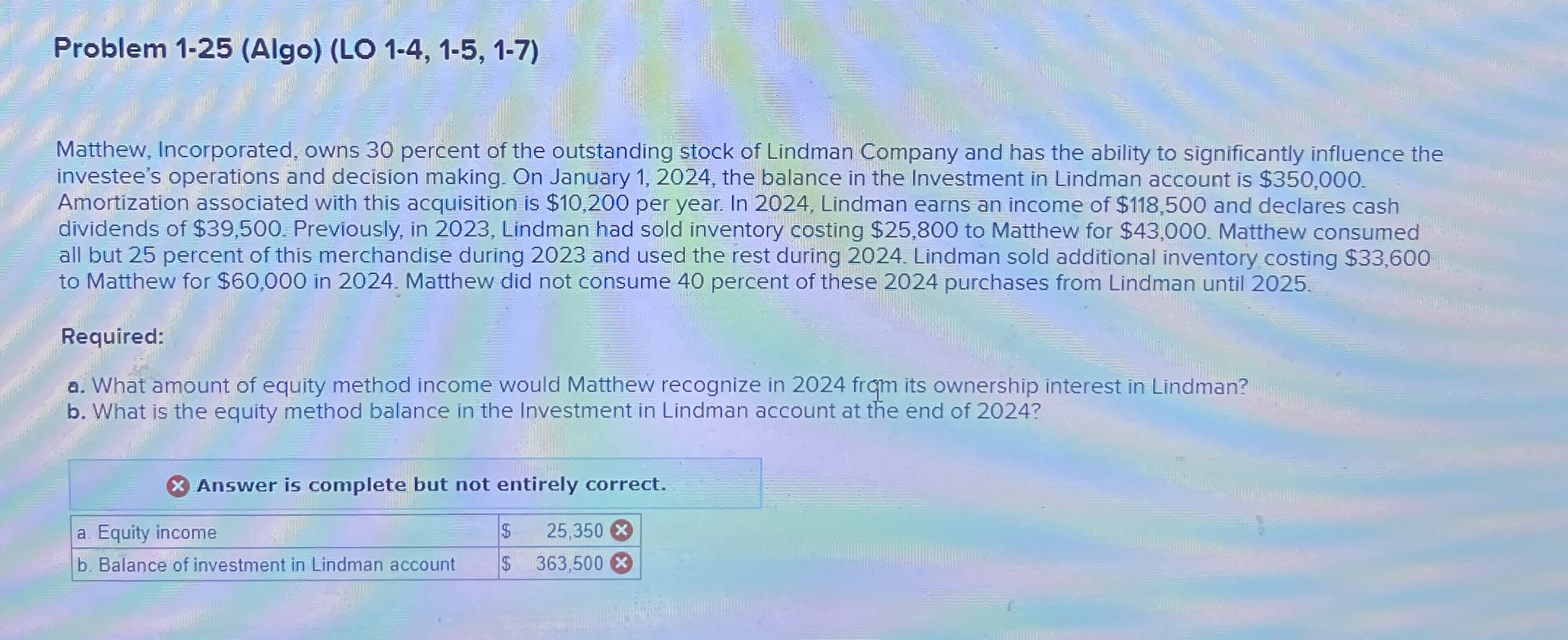 Problem 1 - 2 5 ( Algo ) ( LO 1 - 4 , 1 - 5 , 1 -