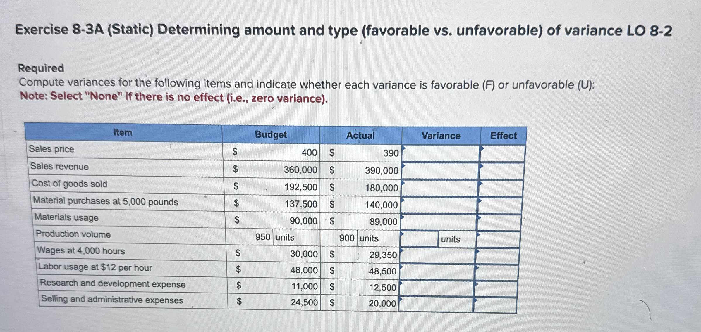 Exercise 8 - 3 A ( Static ) Determining amount