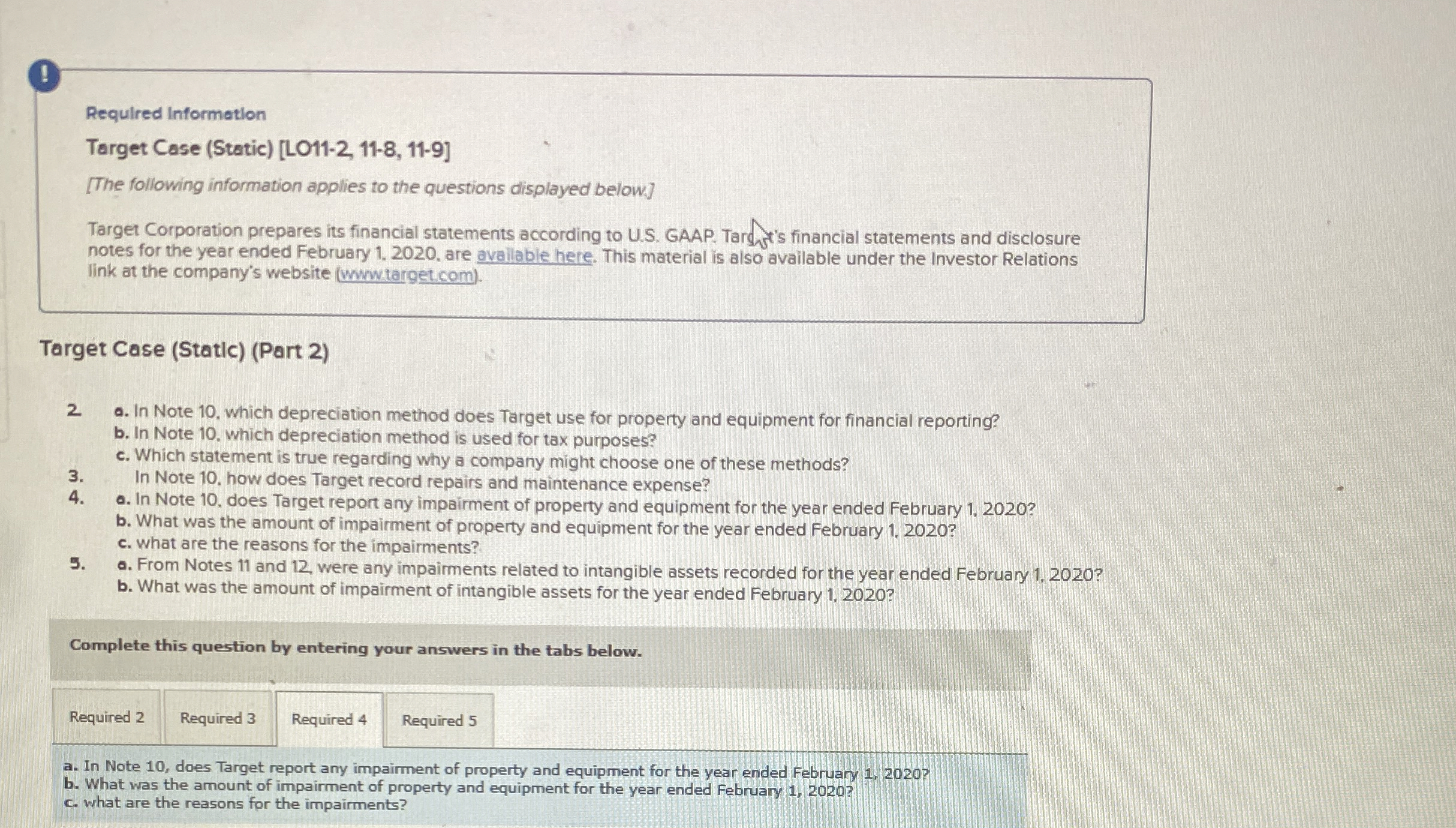 ( ! Required Information Target Case ( Static ) [