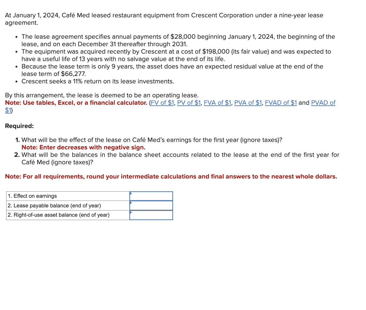 At January 1 , 2 0 2 4 , Caf Med leased