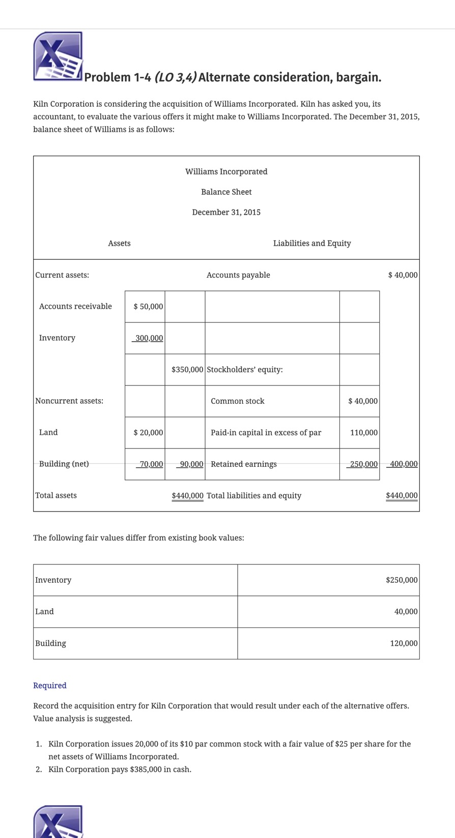 Complete the template Problem 1 - 4 ( LO 3 , 4 )