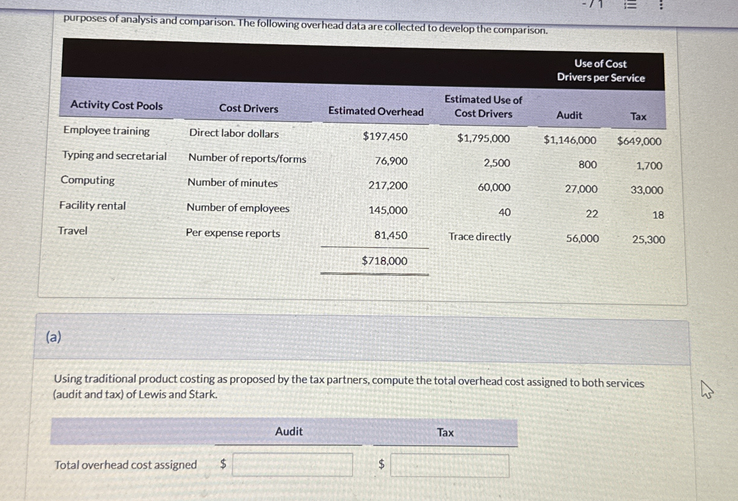 purposes of analysis and comparison. The