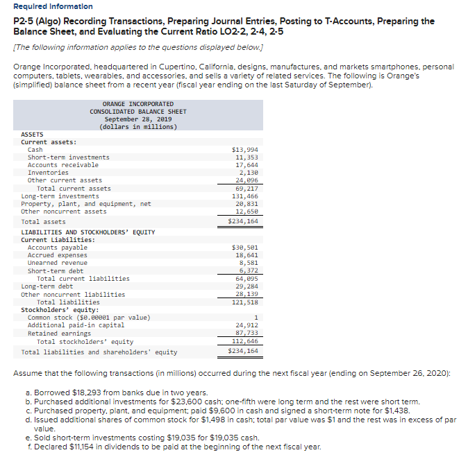 Required Information P 2 - 5 ( Algo ) Recording