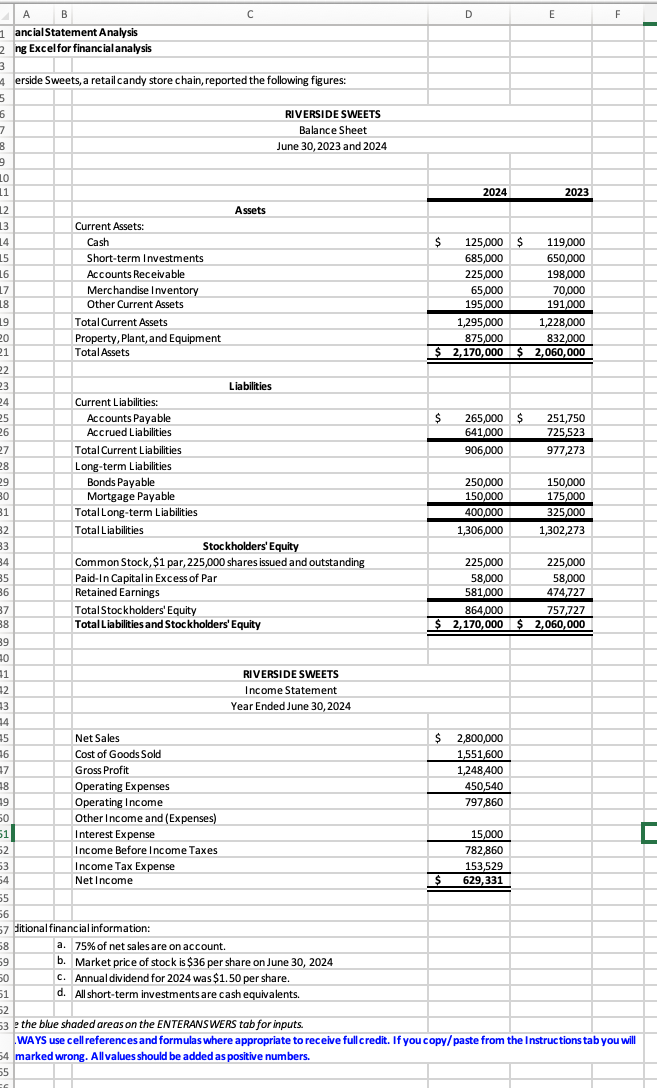ancialStatement Analysis ng Excelfor financial