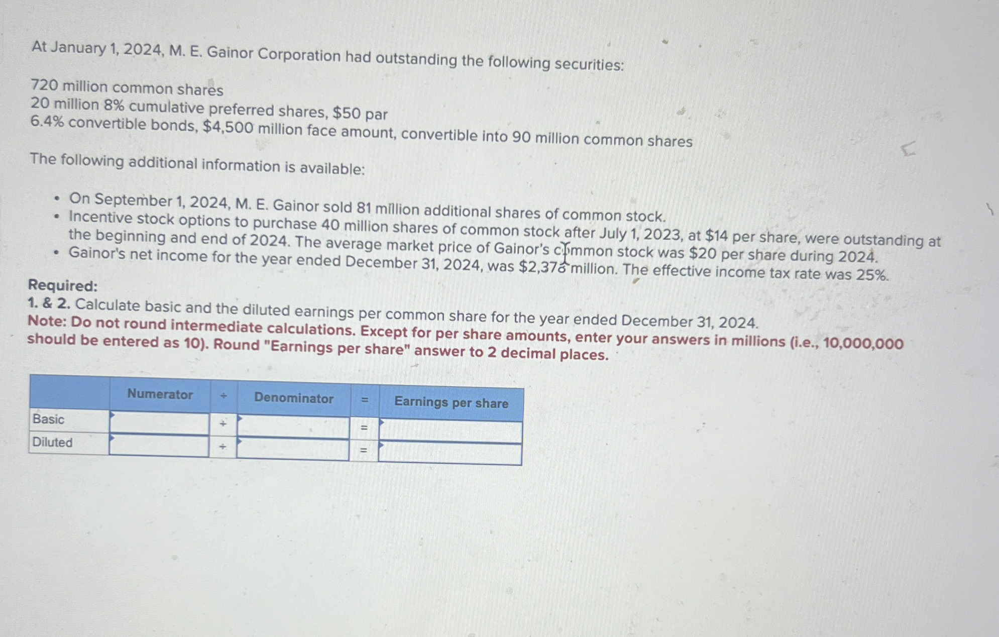 At January 1 , 2 0 2 4 , M . E . Gainor