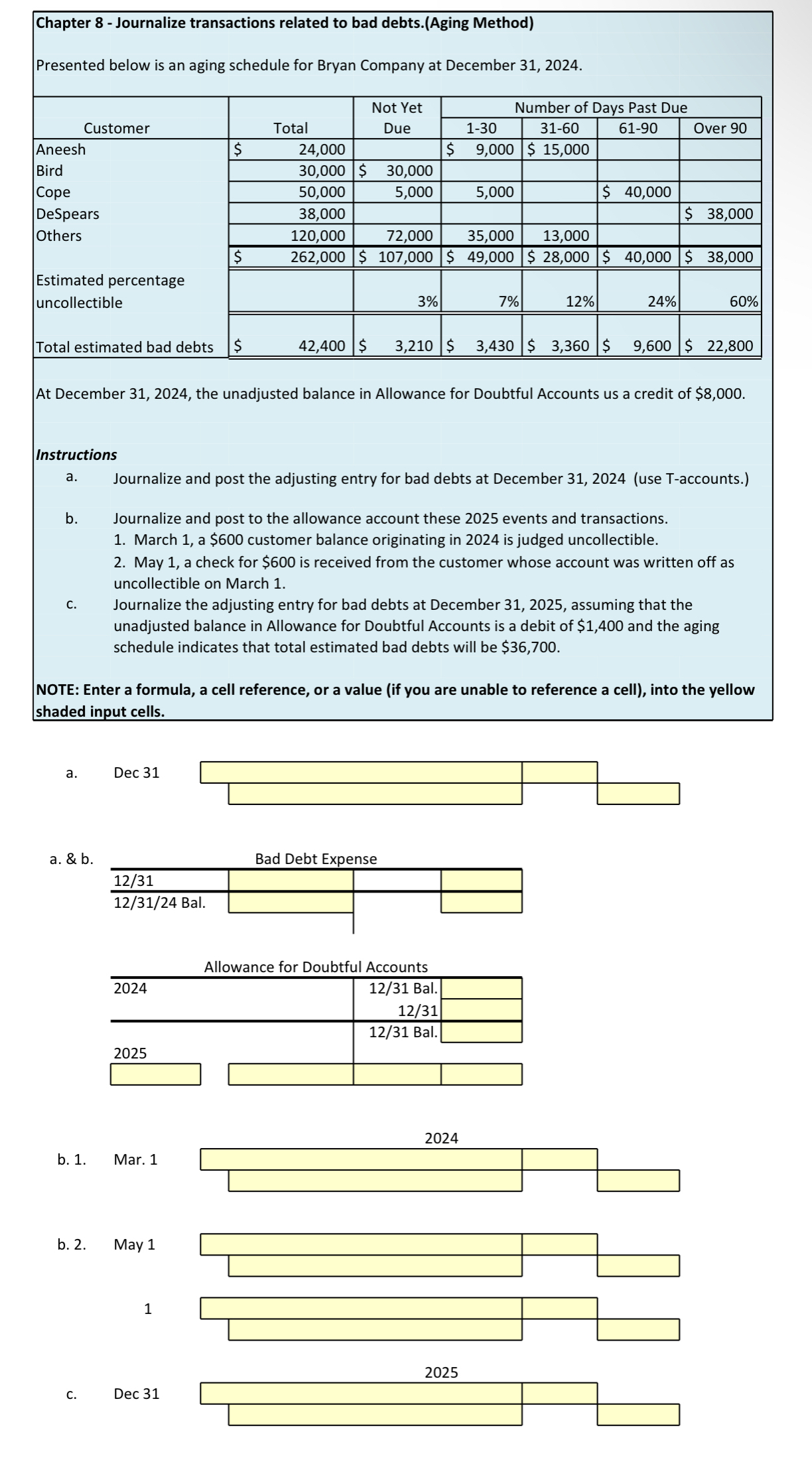 Chapter 8 - Journalize transactions related to