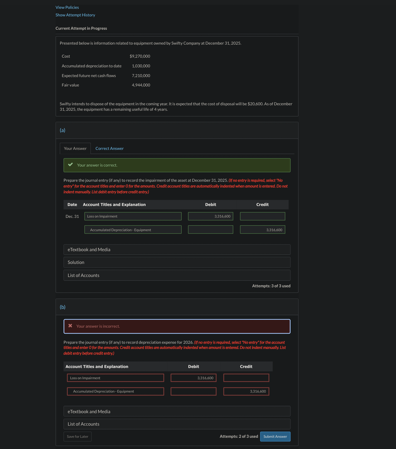 View Policies Show Attempt History Current