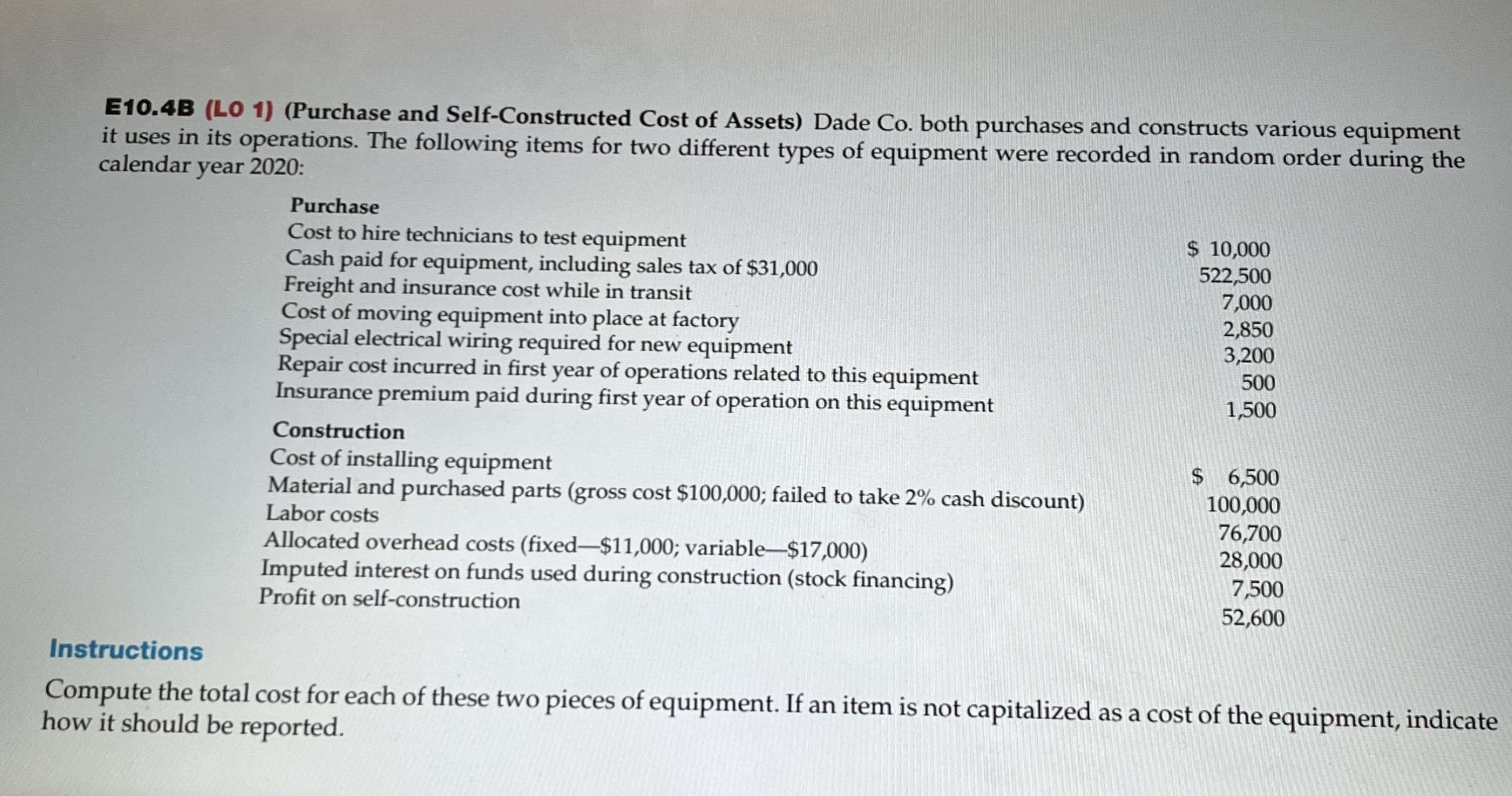 E 1 0 . 4 B ( LO 1 ) ( Purchase and Self -