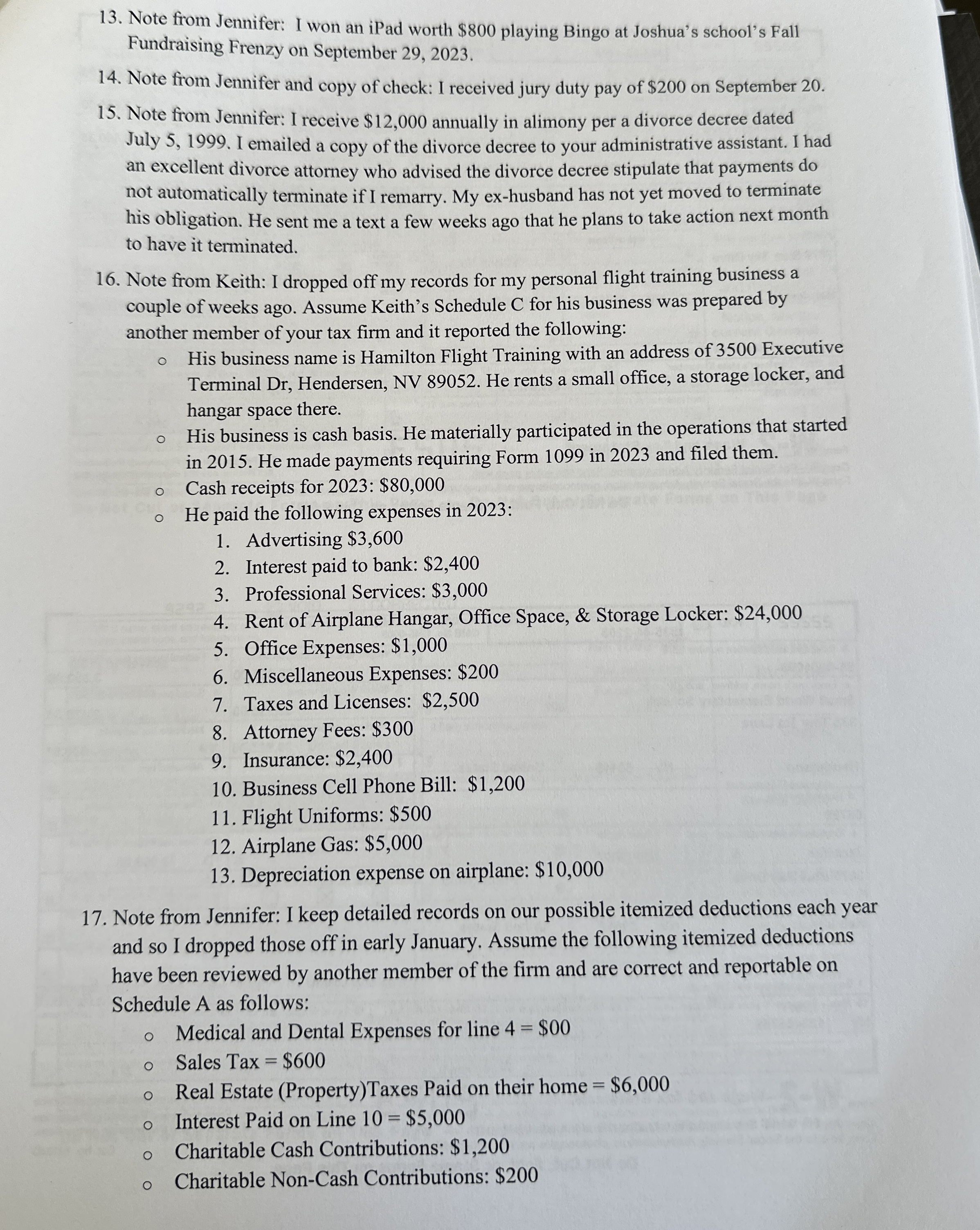 ACC 3 3 0 - Tax Return # 1 Required: You are