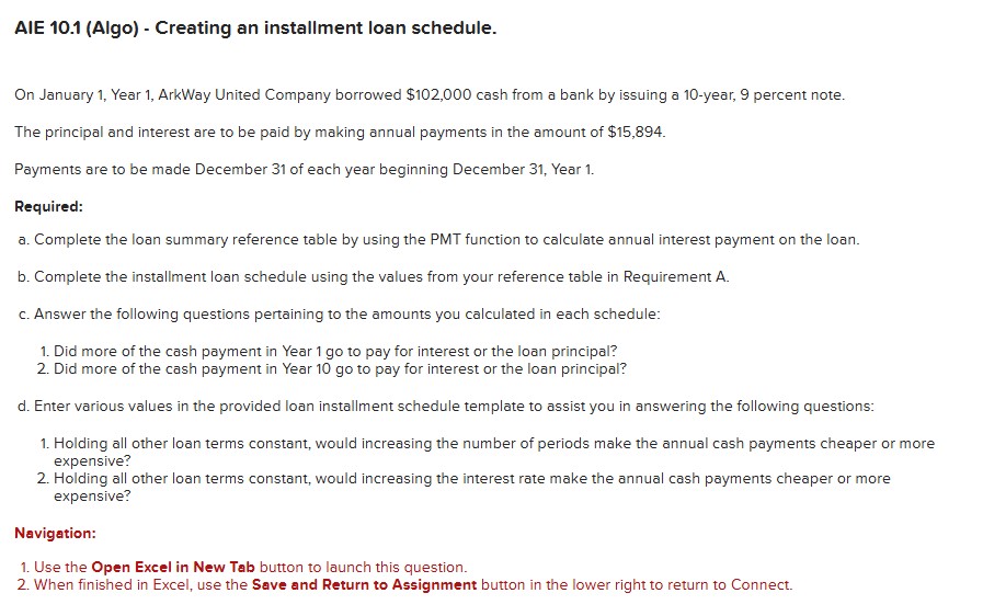 AIE 1 0 . 1 ( Algo ) - Creating an installment