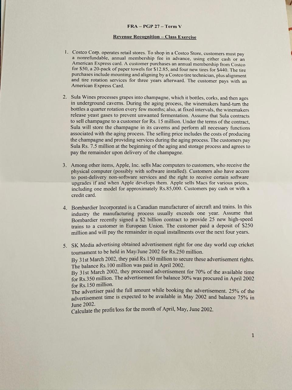 FRA - PGP 2 7 - Term V Revenue Recognition -