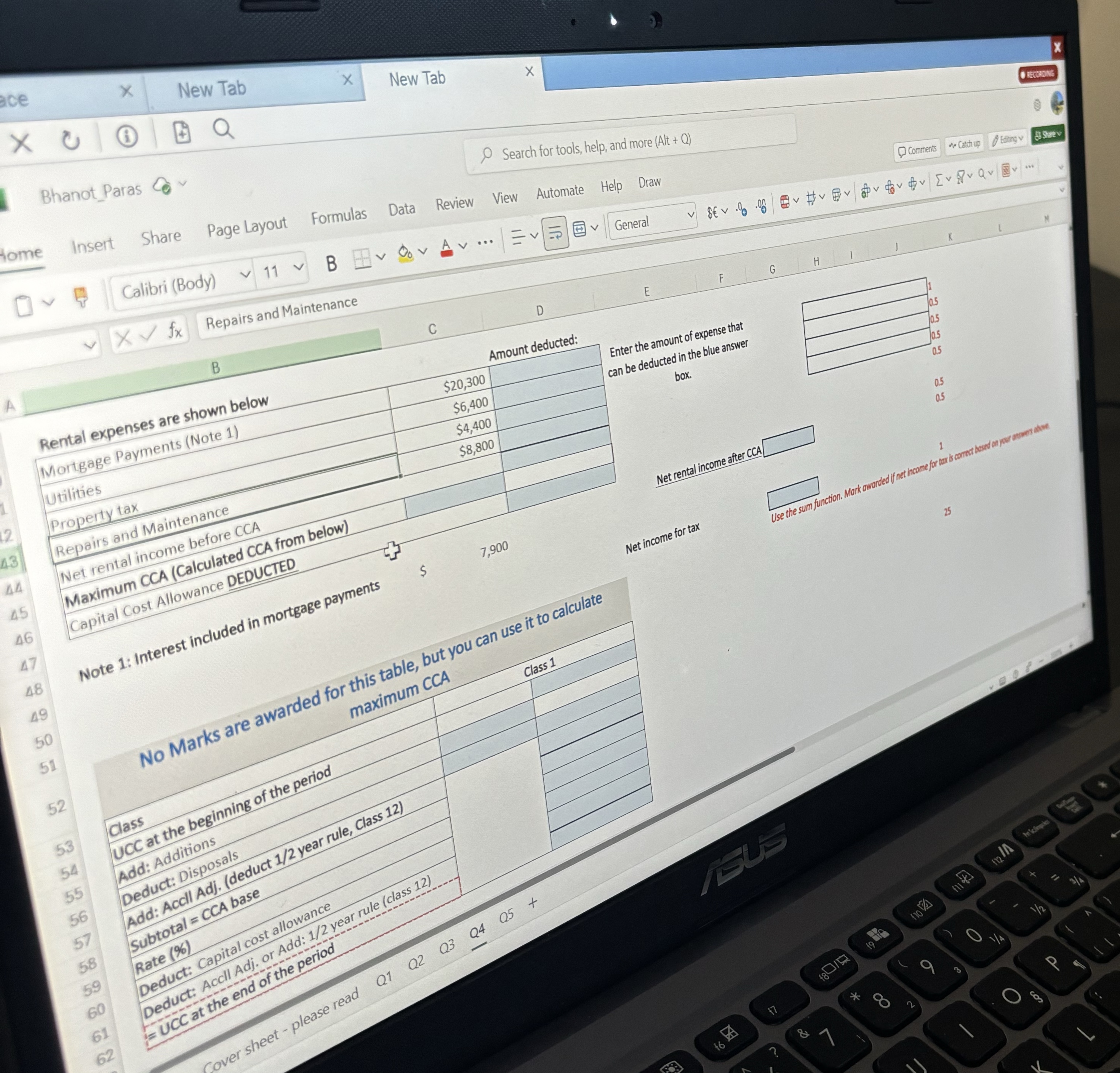 ? ? ? ? A q , 1 Question 4 : Net income the