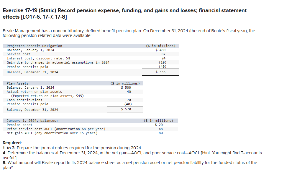 Exercise 1 7 - 1 9 ( Static ) Record pension