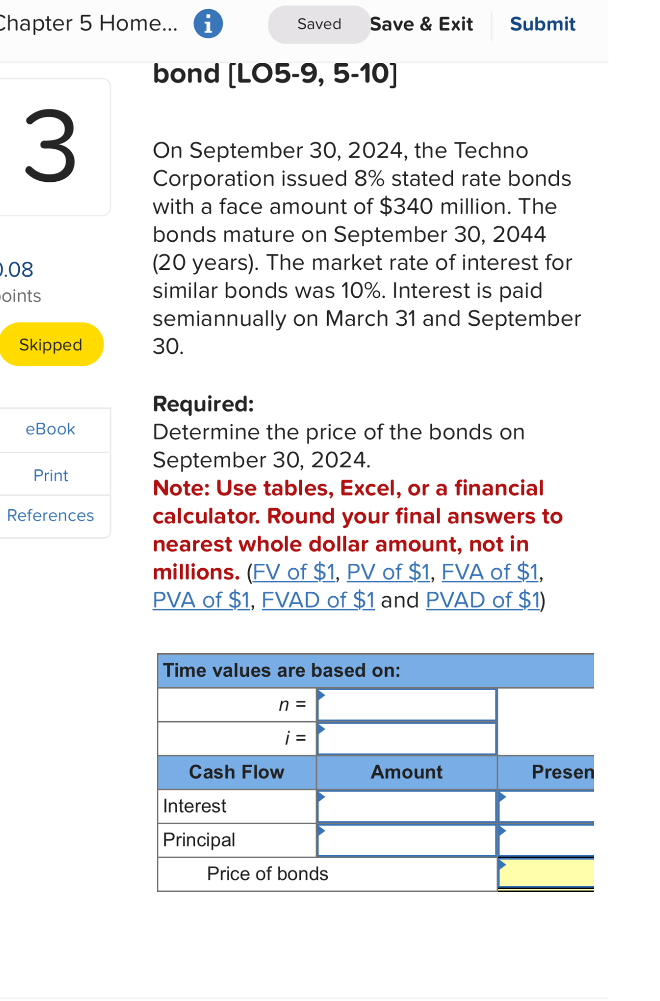 bond [ LO 5 - 9 , 5 - 1 0 ] On September 3 0 , 2