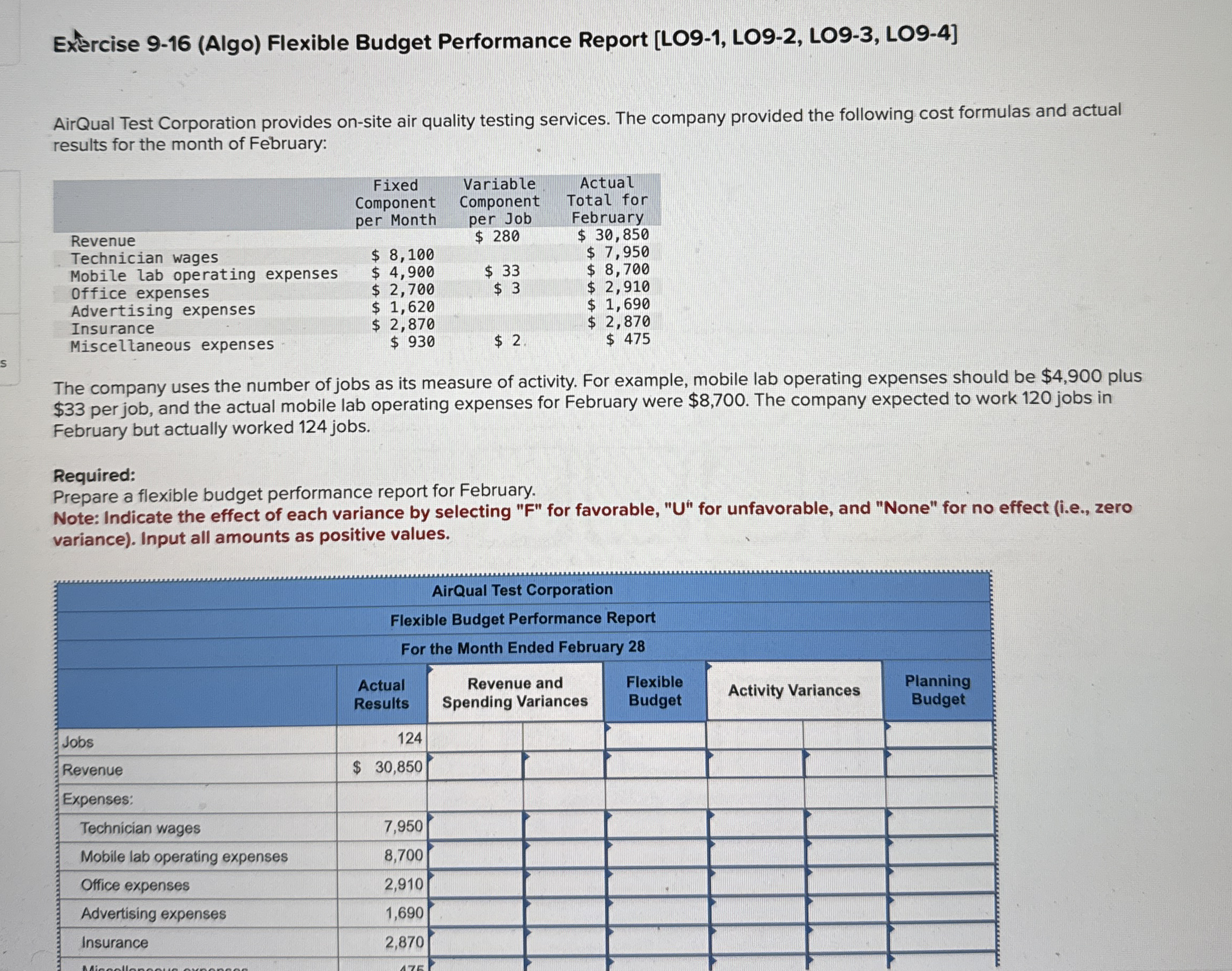 Extercise 9 - 1 6 ( Algo ) Flexible Budget