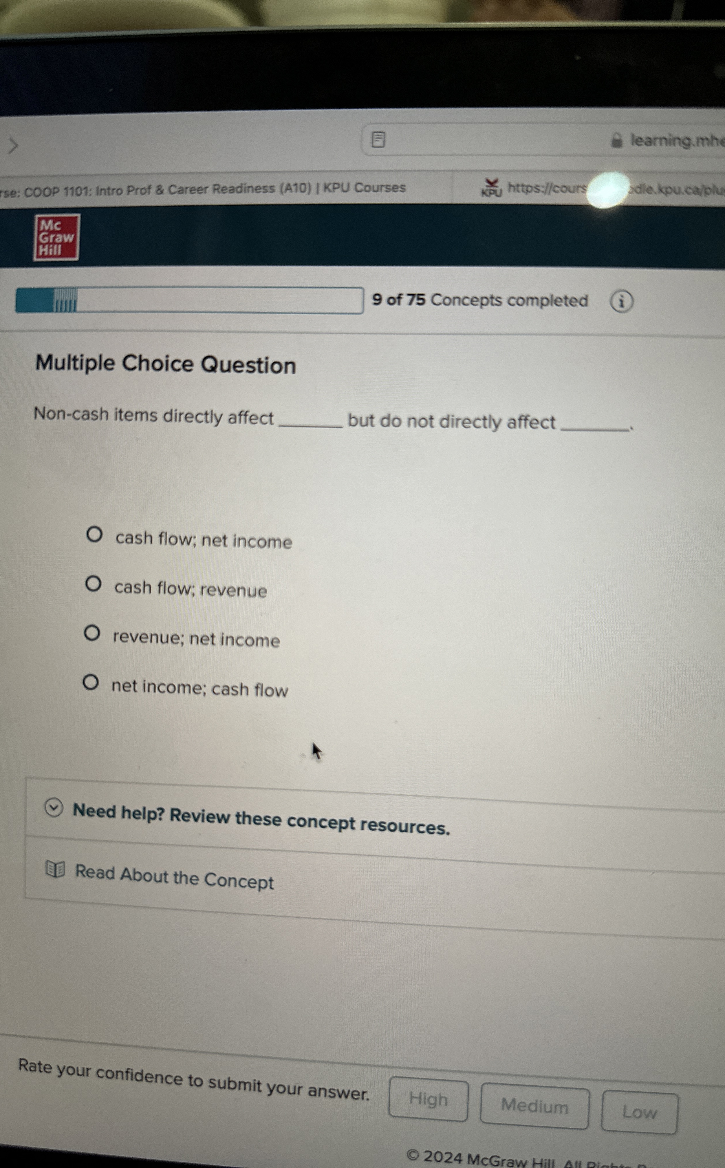 Multiple Choice Question Non - cash items