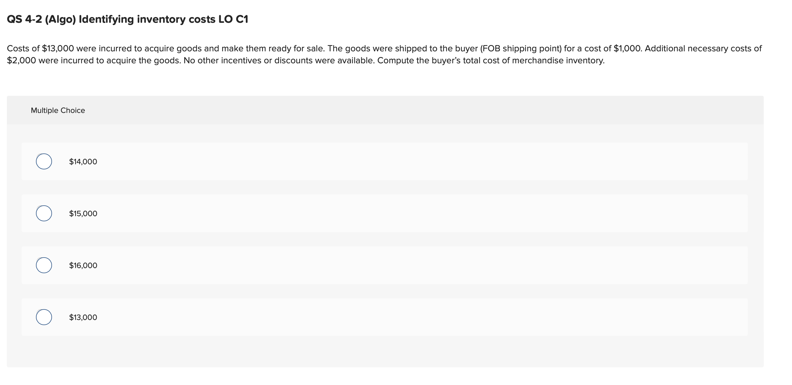 QS 4 - 2 ( Algo ) Identifying inventory costs LO