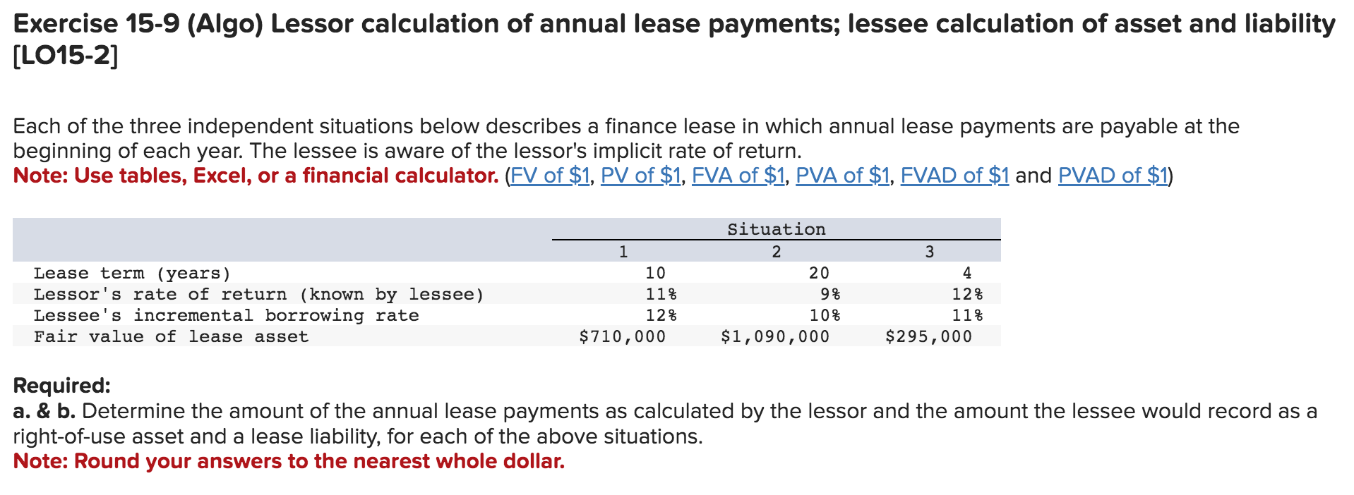 Exercise 1 5 - 9 ( Algo ) Lessor calculation of