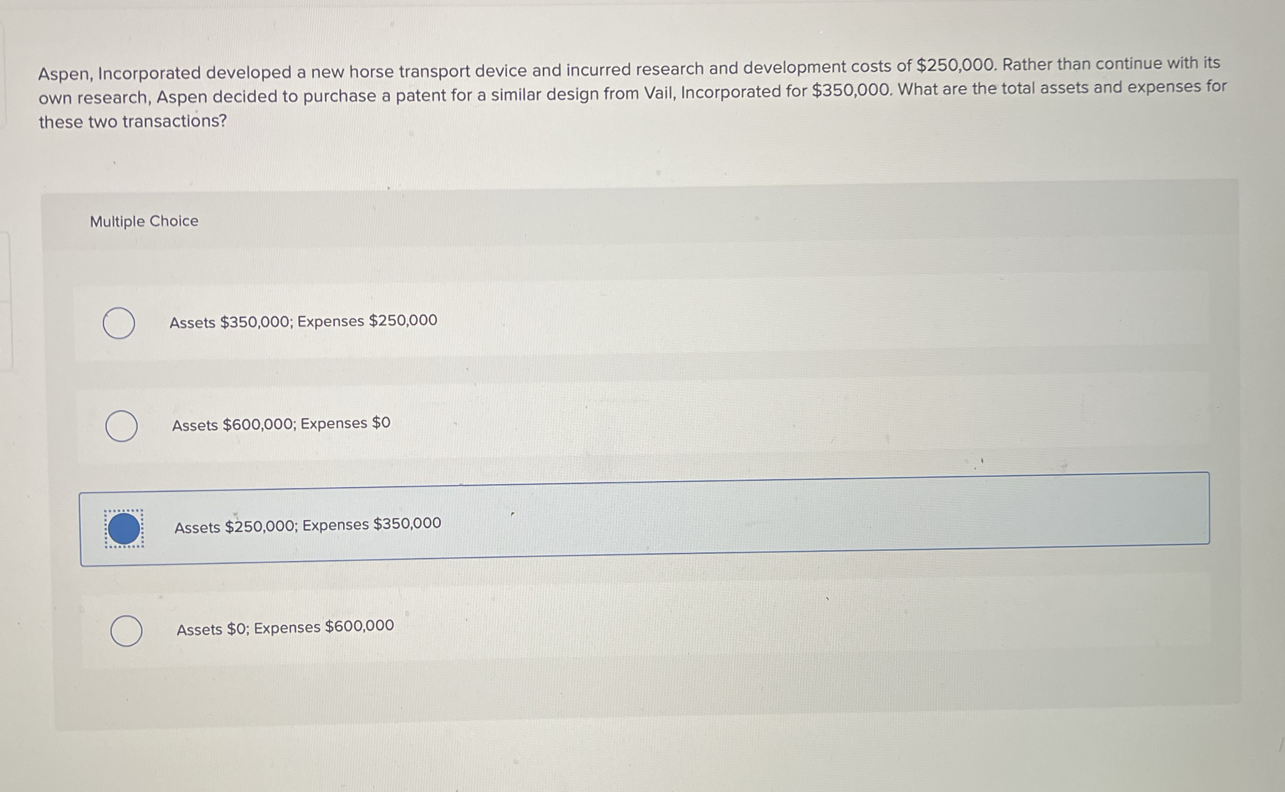 Aspen, Incorporated developed a new horse